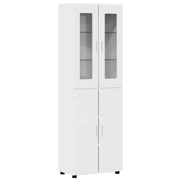 vidaXL Highboard mit T&uuml;r Hochglanz Wei&szlig; 60 x 35 x 182 cm Holzwerkstoff