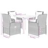 vidaXL 5-tlg. Garten-Essgruppe mit Kissen Hellgrau Poly Rattan