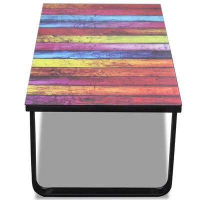 vidaXL Couchtisch mit Regenbogen-Motiv Glasplatte