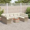 vidaXL Gartensofa-set mit Speicher 10 pcs Beige und Creme Poly-Rattan