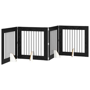 vidaXL Klappbares Hundetor mit St&auml;ndern 4 pcs Schwarze Eiche 321 cm