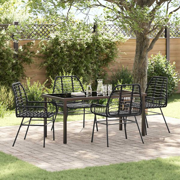 vidaXL Garten Essgruppe 5 pcs Schwarz Poly-Rattan