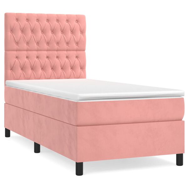 vidaXL Boxspringbett mit Matratze Rosa 80x200 cm Samt
