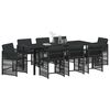 vidaXL Garten Essgruppe 9 pcs Schwarz Poly-Rattan