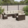 vidaXL 11-tlg. Garten-Sofagarnitur mit Kissen Braun Poly Rattan