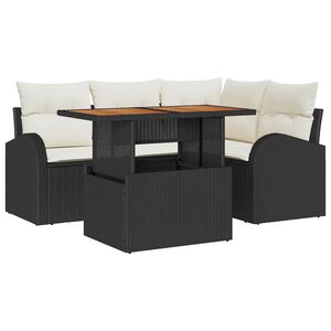 vidaXL Garten-Sofa-Set mit Kissen 5 pcs Schwarz und Creme