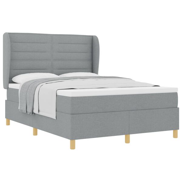 vidaXL Boxspringbett mit Matratze Hellgrau 200 x 160 cm Stoff