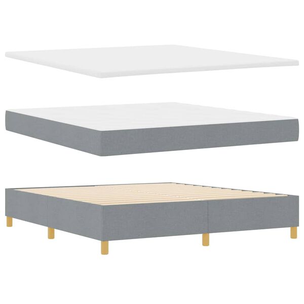 vidaXL Boxspringbett mit Matratze Hellgrau 180 x 200 cm Stoff