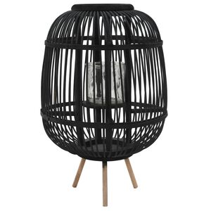 vidaXL Standkerzenhalter Bambus Schwarz