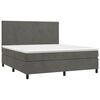 vidaXL Boxspringbett mit Matratze & LED Dunkelgrau 180x200 cm Samt
