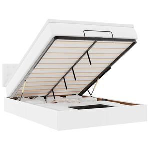 vidaXL Ottoman-Bett mit Matratzen & LEDs Reinwei&szlig; 200x200cm Kunstleder