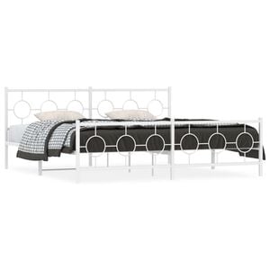vidaXL Bettgestell mit Kopf- und Fu&szlig;teil Metall Wei&szlig; 200x200 cm