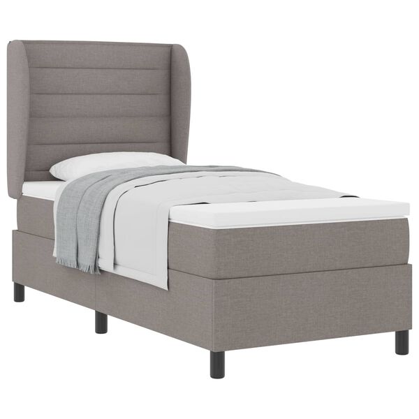 vidaXL Boxspringbett mit Matratze Taupe 100 x 200 cm Stoff