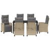 vidaXL Garten Essgruppe mit Kissen 7 pcs Beige Poly-Rattan