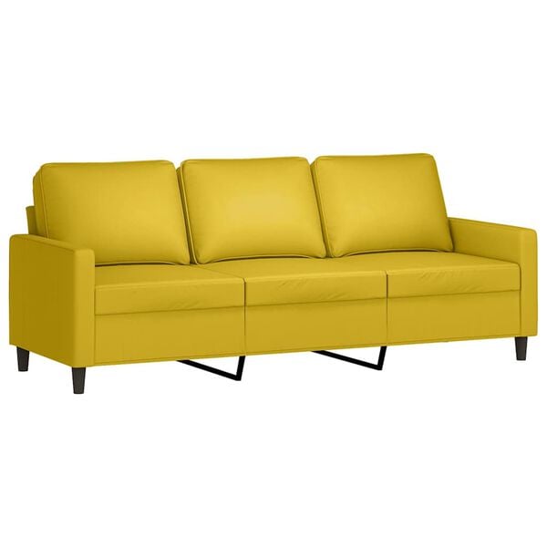 vidaXL 3-Sitzer-Sofa mit Hocker Gelb 180 cm Samt