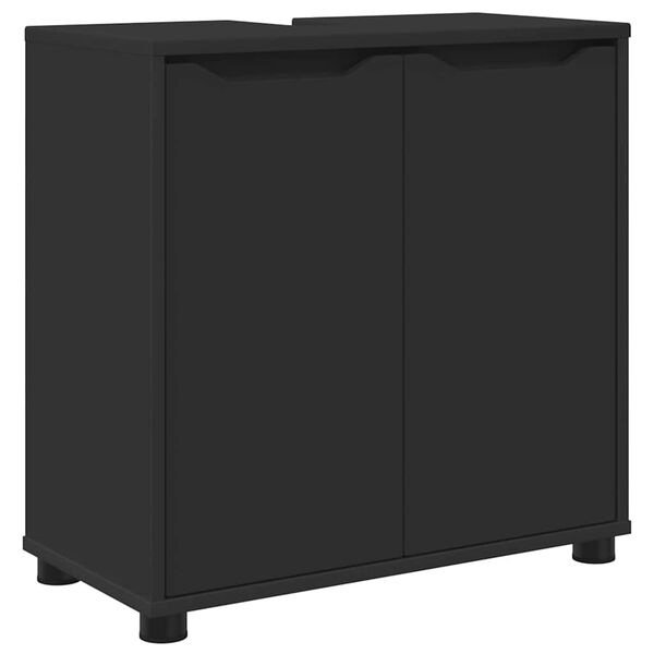vidaXL Badezimmerwaschbecken-Schrank mit Regal Schwarz 60 x 30 x 60 cm