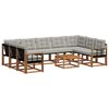 vidaXL Outdoor-Sofagarnitur mit Kissen 10 pcs Nat&uuml;rlich und Hellgrau