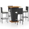 vidaXL 5-tlg. Gartenbar-Set mit Kissen Poly Rattan Schwarz