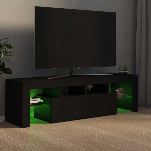 vidaXL TV-Schrank mit LED-Beleuchtung Schwarz 140x36,5x40 cm