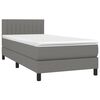 vidaXL Boxspringbett mit Matratze & LED Dunkelgrau 100x200 cm Stoff