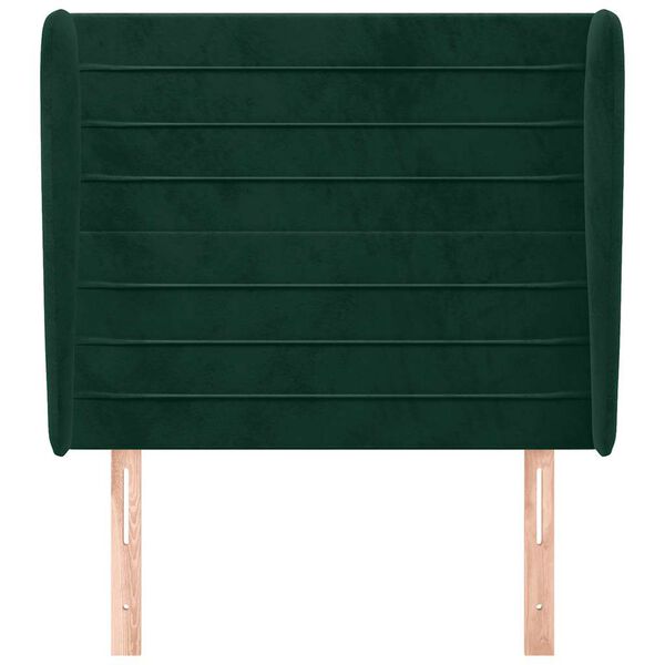 vidaXL Kopfteil mit Ohren Dunkelgr&uuml;n 83x23x118/128 cm Samt