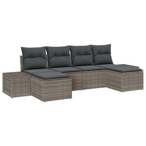 vidaXL Gartensofa-set mit Kissen 6 pcs Grau Poly-Rattan