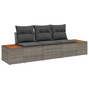 vidaXL Garten-Sofa-Set 3 stk. 3-Sitzanzahl Grau Poly Rattan