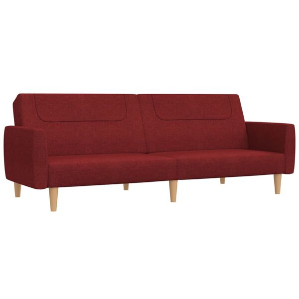 vidaXL Schlafsofa 2-Sitzer mit Fu&szlig;hocker Weinrot Stoff