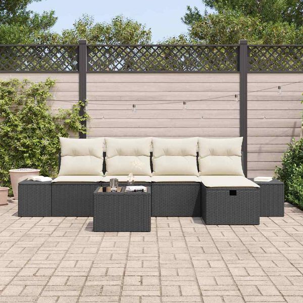 vidaXL Sofa Set mit Kissen 6 pcs Poly-Rattan