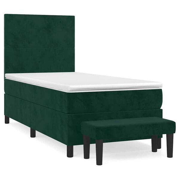 vidaXL Boxspringbett mit Matratze Dunkelgr&uuml;n 90x190 cm Samt