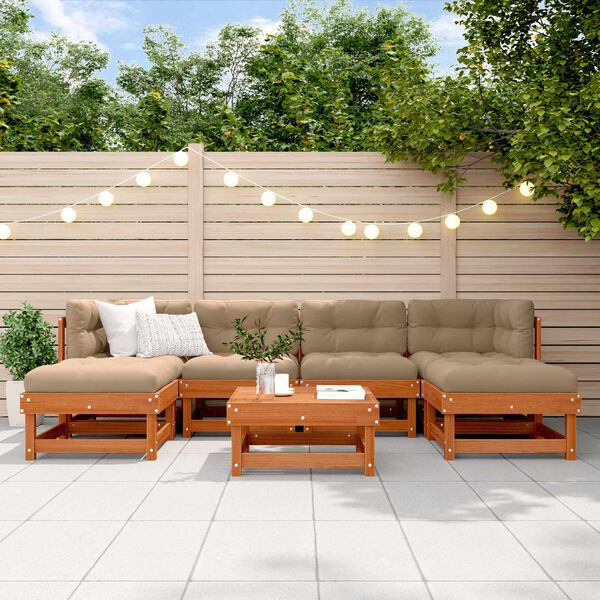 vidaXL Garten-Lounge-Set 7 pcs Wachsbraun Massives Kiefernholz