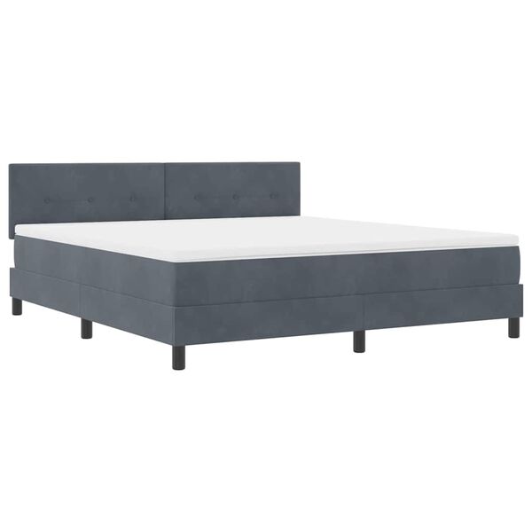 vidaXL Boxspringbett mit Matratze Dunkelgrau 180 x 200 cm Samt