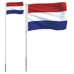 vidaXL Niederl&auml;ndische Flagge mit Mast 5,5 m Aluminium