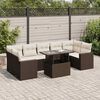 vidaXL 8-tlg. Garten-Sofagarnitur mit Kissen Braun Poly Rattan