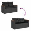 vidaXL 6-tlg. Garten-Sofagarnitur mit Kissen Schwarz Poly Rattan