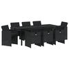 vidaXL Garten Essgruppe mit Kissen 9 pcs Schwarz Poly-Rattan