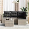 vidaXL Garten-Sofa-Set mit Kissen mit Speicher 5 pcs Hellgrau