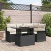 vidaXL Garten-Sofa-Set mit Kissen 5 pcs Schwarz Poly Rattan