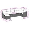 vidaXL 7-teiliges Gartensofa-Set mit Kissen, schwarzes Polyrattan