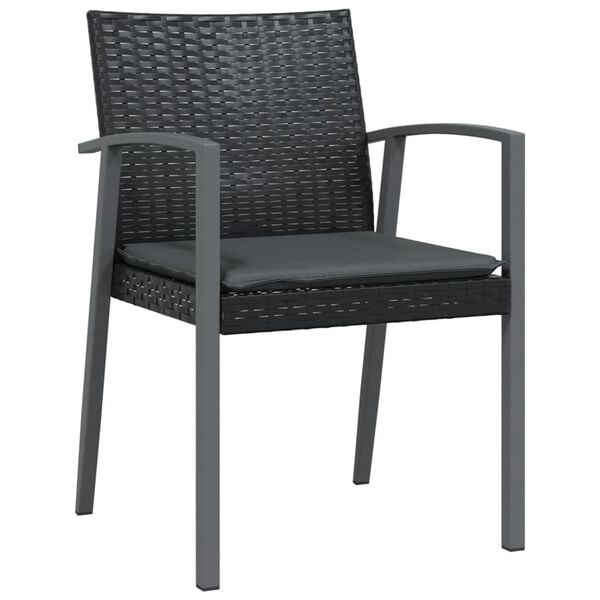 vidaXL Gartenstühle mit Kissen 2 Stk. Schwarz 56,5x57x83cm Poly Rattan