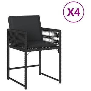 vidaXL Gartenst&uuml;hle mit Kissen 4 Stk. Schwarz Poly Rattan