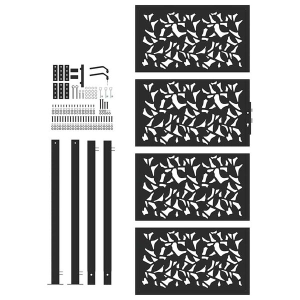 vidaXL Gartentor Schwarz 100x200 cm Stahlblatt-Design