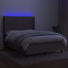 vidaXL Boxspringbett mit Matratze & LED Taupe 140x200 cm Stoff