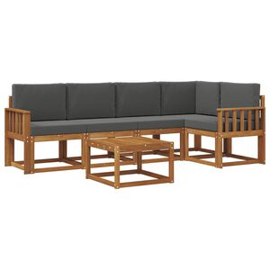 vidaXL Outdoor-Sofagarnitur 6 stk. 5-Sitzer Natur und Anthrazit