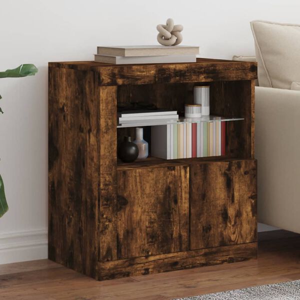 vidaXL Sideboard mit LED-Leuchten R&auml;uchereiche 60,5x37x67 cm