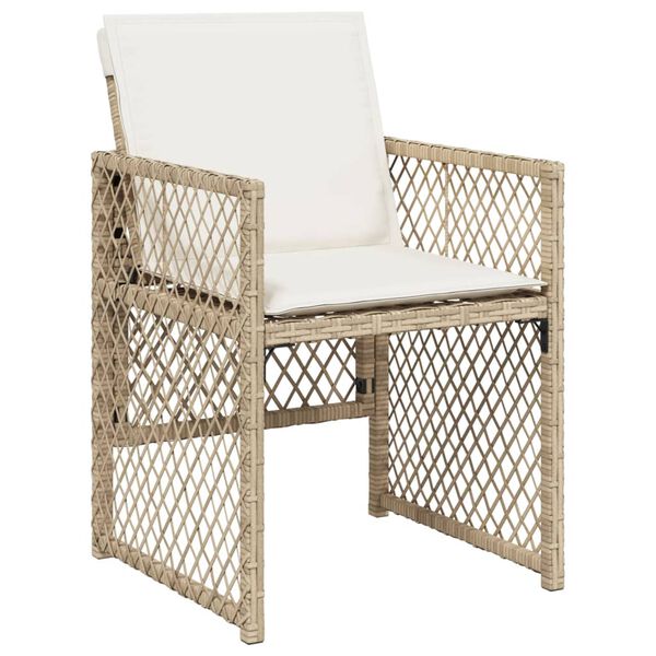 vidaXL 17-tlg. Garten-Essgruppe mit Kissen Beige Poly Rattan
