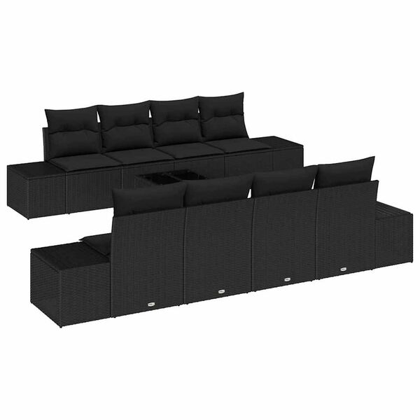 vidaXL Sofa Set mit Kissen 7 pcs Schwarz Poly Rattan