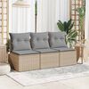 vidaXL Gartensofa mit Kissen 3-Sitzer Beige Poly Rattan