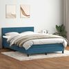 vidaXL Boxspringbett mit Matratze Dunkelblau 140x220 cm Samt