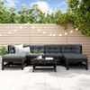 vidaXL 7-tlg. Garten-Lounge-Set mit Kissen Schwarz Massivholz